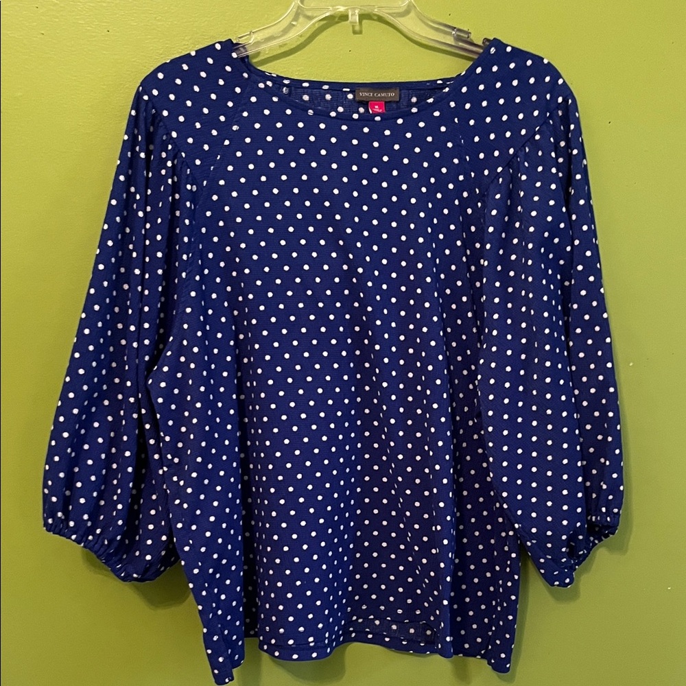 Vince Camuto Royal Blue Polka Dot Blouse
